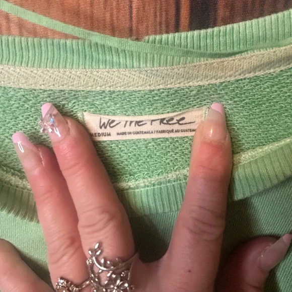 Free People Light Green Layered Sweatshirt - Picture 3 of 3